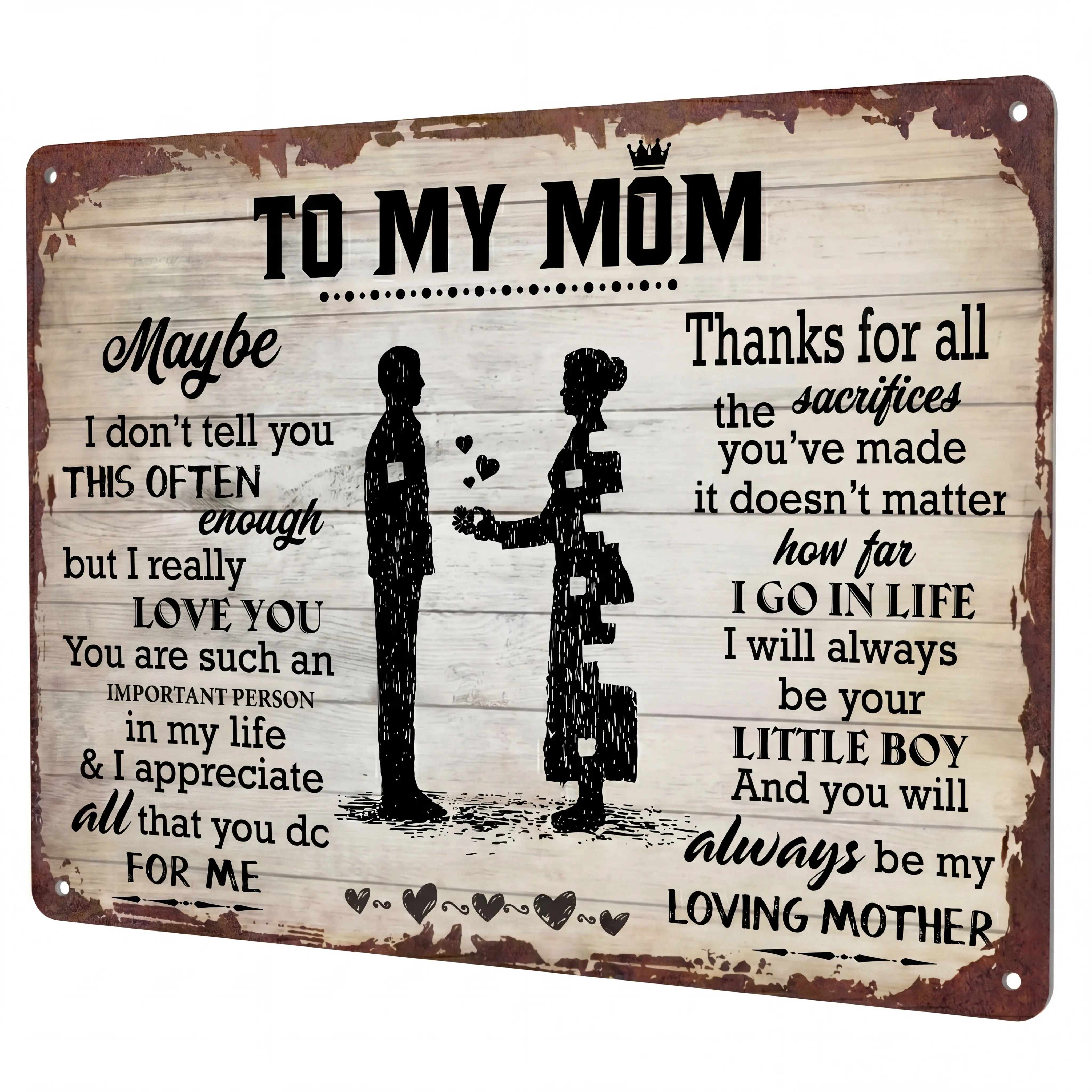 To My Mom Metal Print Sign, Family Sign Decor To My Mom, Gift For Mom From Son Vintage Metal Sign Decor,Decorated gifts, the perfect gift,Fun and decorative metal signs,for bedrooms, studies, and living rooms.