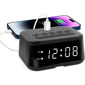 Digital  Clock with USB 2 AMP Fast Charge Port & White LED Display