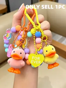 Creative Plush Duck Beaded Keychain, Minimalist Design, Perfect Gift, Unique Daily Use, Birthday, Holiday, Special Occasions