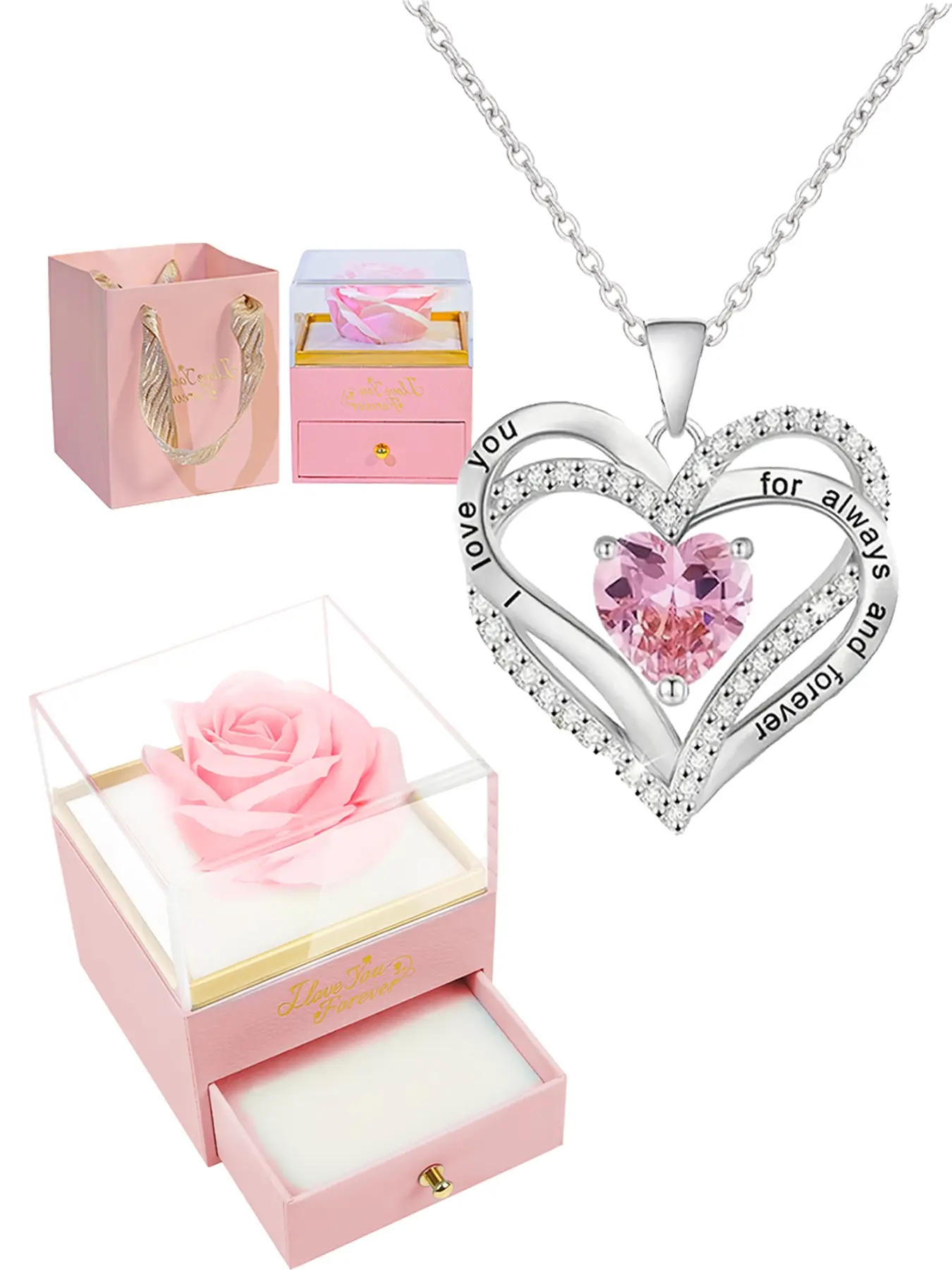 Minimalist Eternal Heart Double-Layer Heart-Shaped Versatile Fashion Jewelry Necklace Pendant with Gift Box, Dainty Necklaces, Mother's Day Gift, Jewelry Gift for Mom, Special Gift for Him/Her