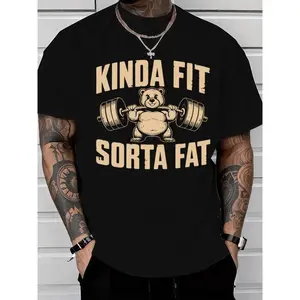 Funny Weightlifting Bear Tee – 100% Cotton Heavyweight Oversized Gym Shirt