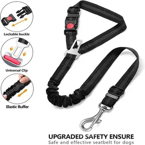 Dog-Specific In-Car Safety Leash - Seat Belt Design with Adjustable Length, Interior Accessory for Improved Pet Safety & Comfort