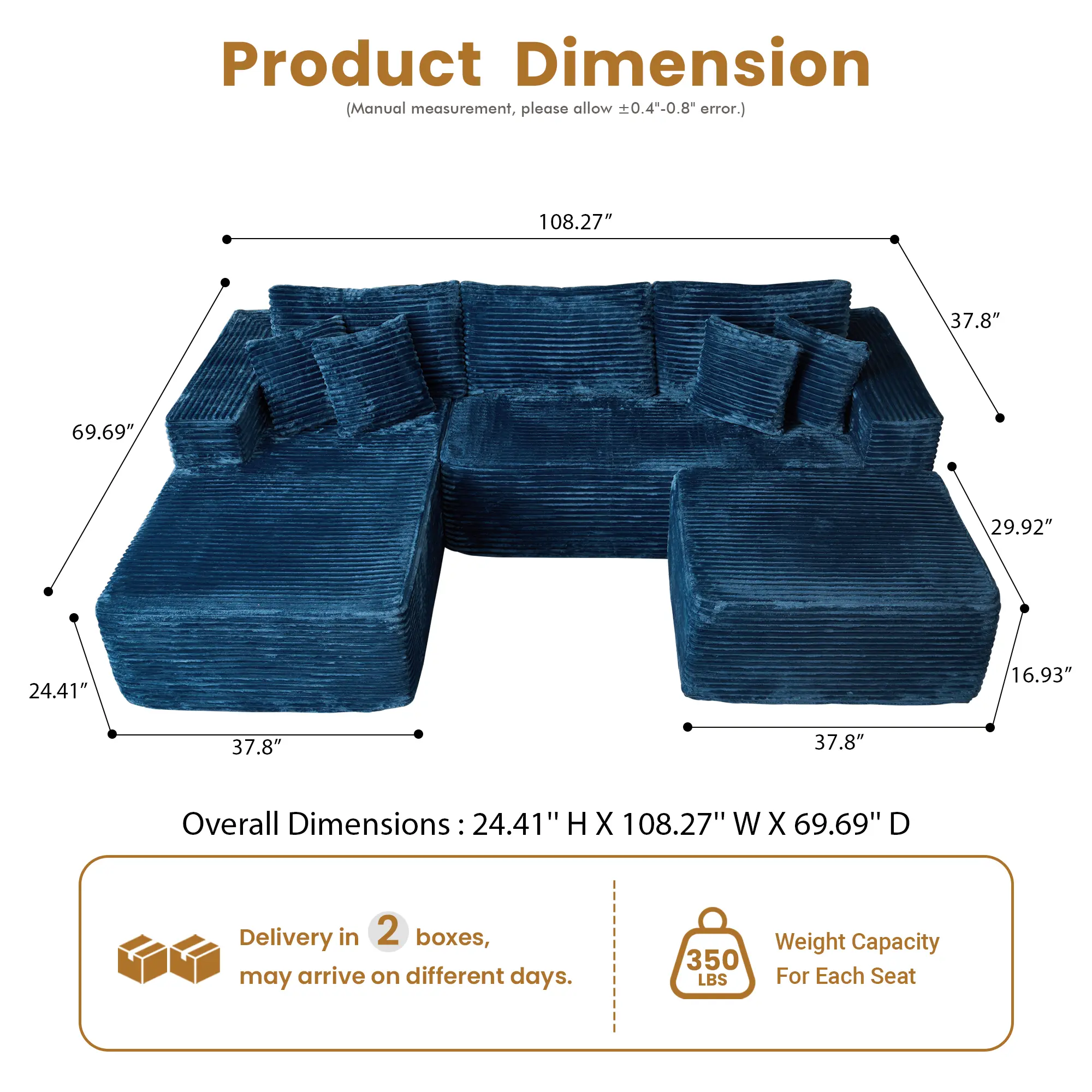 CAODOC 108“ Cloud Modular Sectional Couch with 1 Ottoman,Modern Minimalist Upholstered Couches, Comfort L Shaped Sofa for Living Room,Deep Seat Corner Couch,Free Combination,No Assembly Required CAODOC 108“ Cloud Modular Sectional Couch with 1 Ottoman,Modern Minimalist Upholstered Couches, Comfort L Shaped Sofa for Living Room,Deep Seat Corner Couch,Free Combination,No Assembly Required