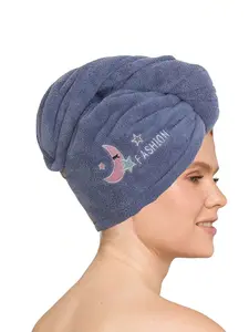 Embroidery Style Hair Drying Cap Coral Fleece Thickened Absorbent Quick-Drying Shower Cap Hair Turban Towel for Women's Bathroom Essentials
