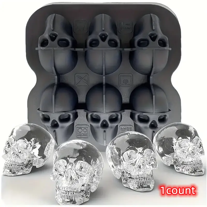 Skull Shape Ice Cube Molds Set, Silicone Ice Tray, BPA Free Frozen Mold, Kitchen & Restaurant Use, DIY Soft Drinks, Coffee, Soda Accessories, Home Bar Accessories, Ice Ball Molds