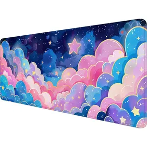 Colorful Cloud Gaming Mouse Pad Anime Rainbow Cute Clouds Mousepad XL Large Gaming Mouse Pad Laptop Keyboard Mat Desk Pad 31.5"x11.8" Office Home Decor for Women Girl