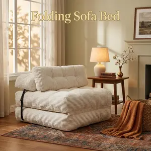 Folding Sofa Bed, Convertible Sleeper Chair Couch Bed Faux Rabbit Fur for Adults with Back Support Floor Couch Comfy Floor Sofa for Living Room Bedroom  Dark Grey  Single