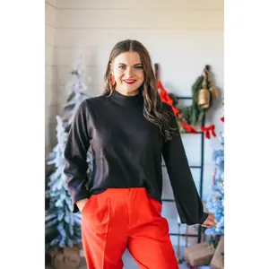 Entro Wide Sleeve Black Sweater