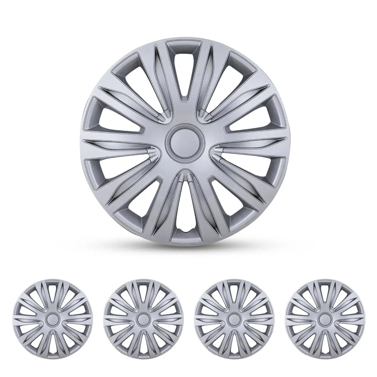 WOLFSTORM 16-in Universal Automotive Hubcaps Wheel Covers - Compatible with Chevy, Dodge, Ford, Honda, KIA, Nissan, Toyota