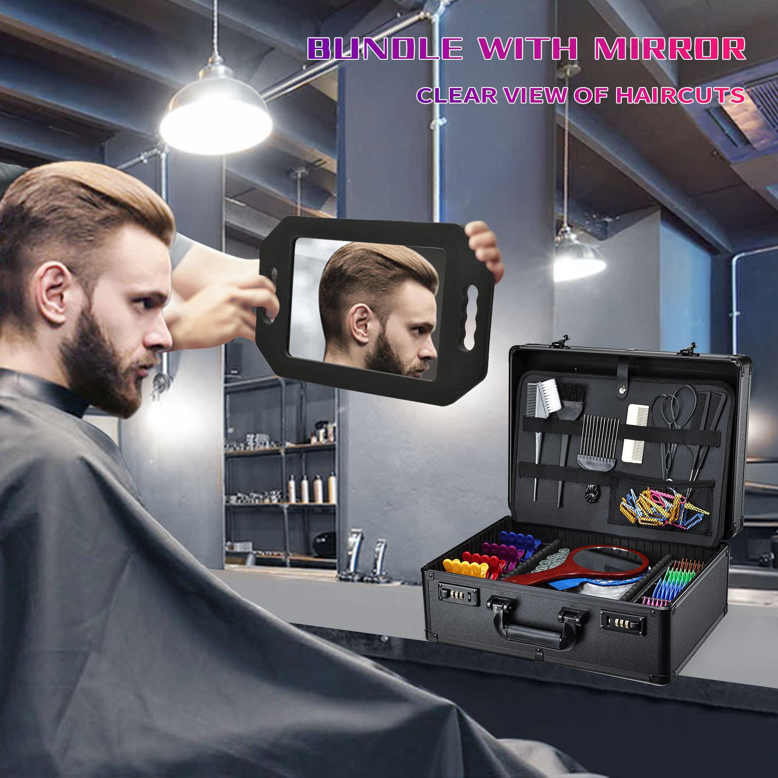 Professional Barber Case Large Hairdresser Carrying Suitcase with Combo Locks Barbers Briefcase Tool Case for Clippers and Supplies Hair Scissors Trimmer Salon Travel Organizer