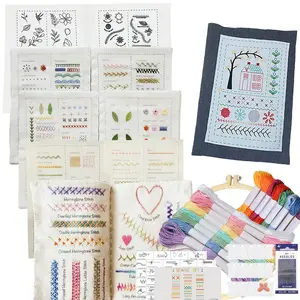 106 Embroidery Stitches Cloth Set, Creative Embroidery Stitching Beginner Kit, Includes DIY Tutorial, Newbie Practice Book, Sewing Tools, Embroidery Craft