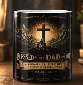 Blessed With A Dad Like You color morphing mug | Christian cross scripture Proverbs 20:7 color-changing
