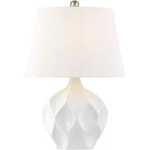 360 Lighting Dobbs Modern Mid Century Accent Table Lamp 22 1/2" High White Glaze Geometric Ceramic Oval Shade for Bedroom Living Room Bedside Office