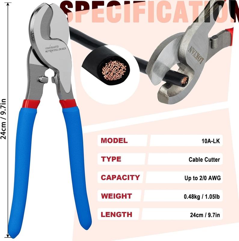 Lug Crimping Tool, Terminal Crimper with for AWG10 8 6 4 2 1/0 Heavy Duty Wire Lugs, Electrical Lug, Copper Lugs, Terminal Lug Crimping Tool, Terminal Crimper with for AWG10 8 6 4 2 1/0 Heavy Duty Wire Lugs, Electrical Lug, Copper Lugs, Terminal