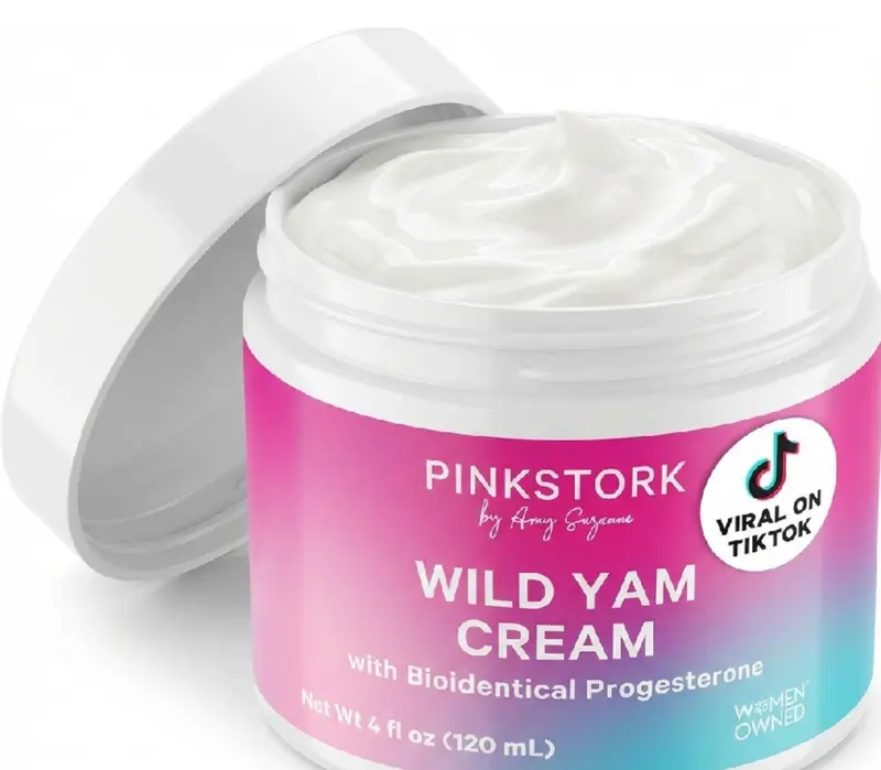 Pink Stork Wild Yam Cream with Bioidentical Progesterone | 4oz | Daily Moisturizer for Normal Skin Women-Owned Brand Gentle Support for Women's Health