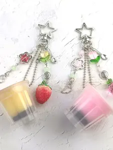 New Resin Pudding Keychain, Floral Pattern Keychain, Star-Shaped Phone Strap, Perfect for Christmas, Halloween, Valentine's Day, Birthday Gift, Unisex Accessory