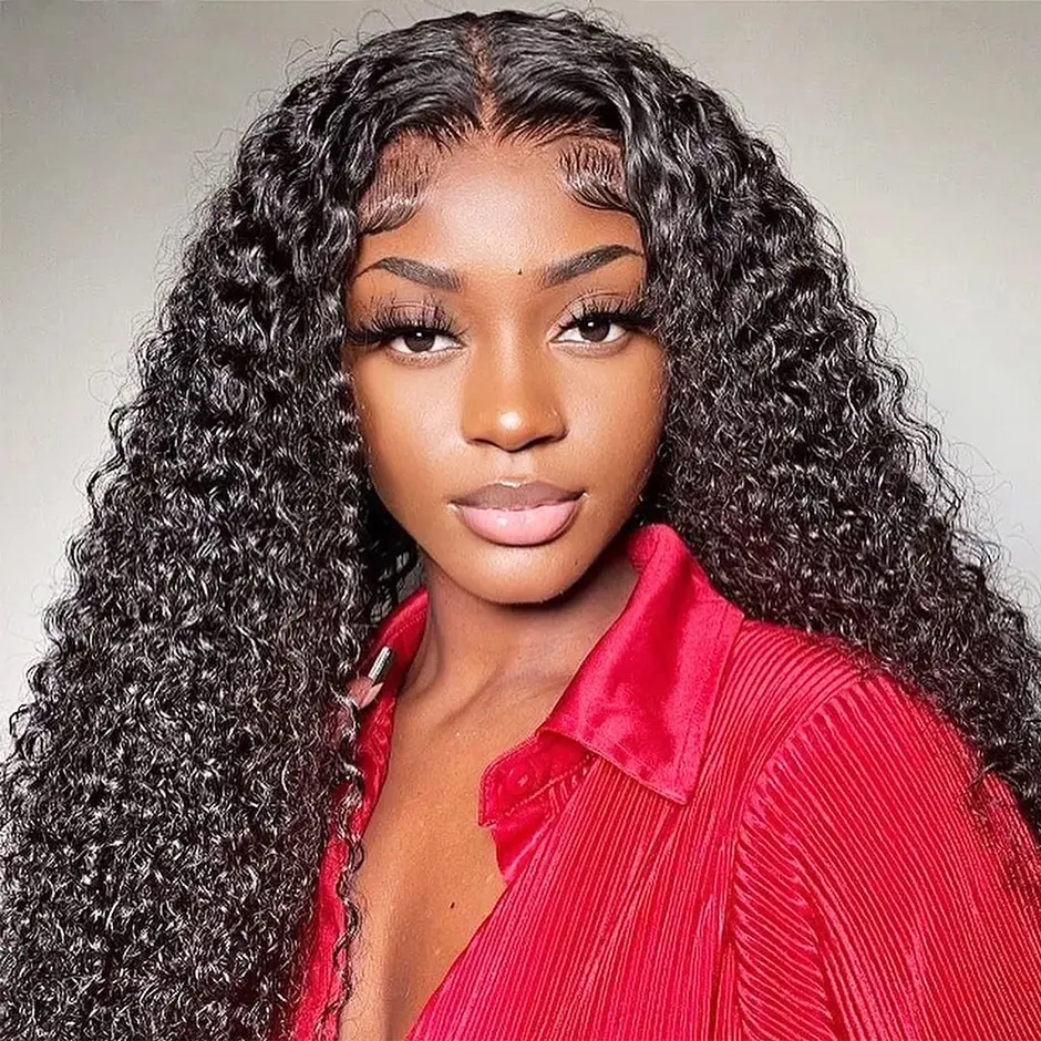 FORGIRLFOREVER 13x6 Kinky Curly Lace Front Wig Human Hair 180% Density Transparent Lace Frontal Wigs For Women Pre Plucked Afro Curly Lace Front Wigs