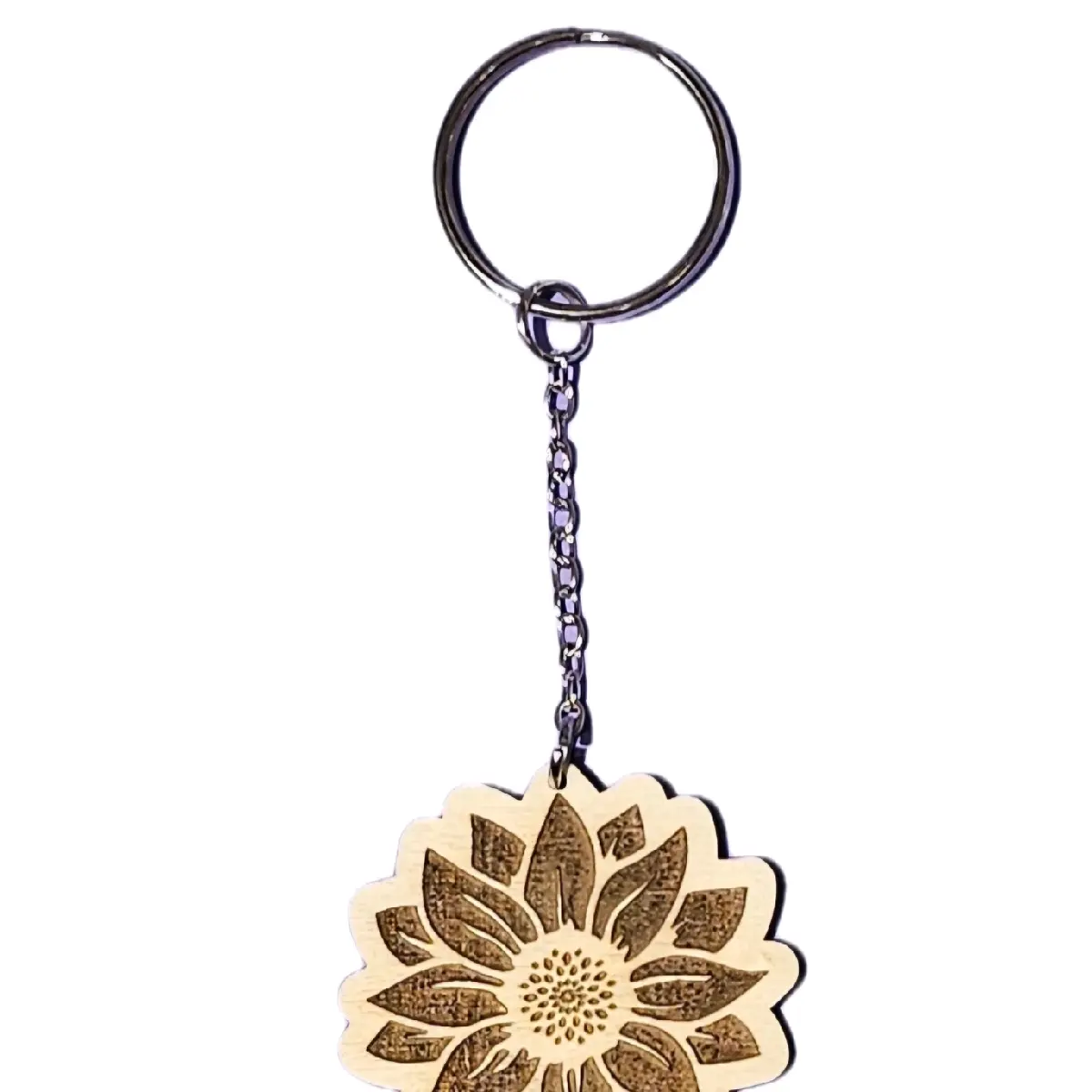 Sunflower wood keychain