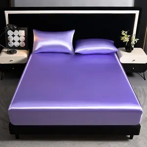 2/3pcs silky satin solid color fitted bed sheet set, dust-proof and dirt-resistant mattress cover, soft and comfortable bed sheet, skin-friendly and breathable, cool and comfortable, silk-like bedding, suitable for bedroom/dormitory/hotel, multiple sizes