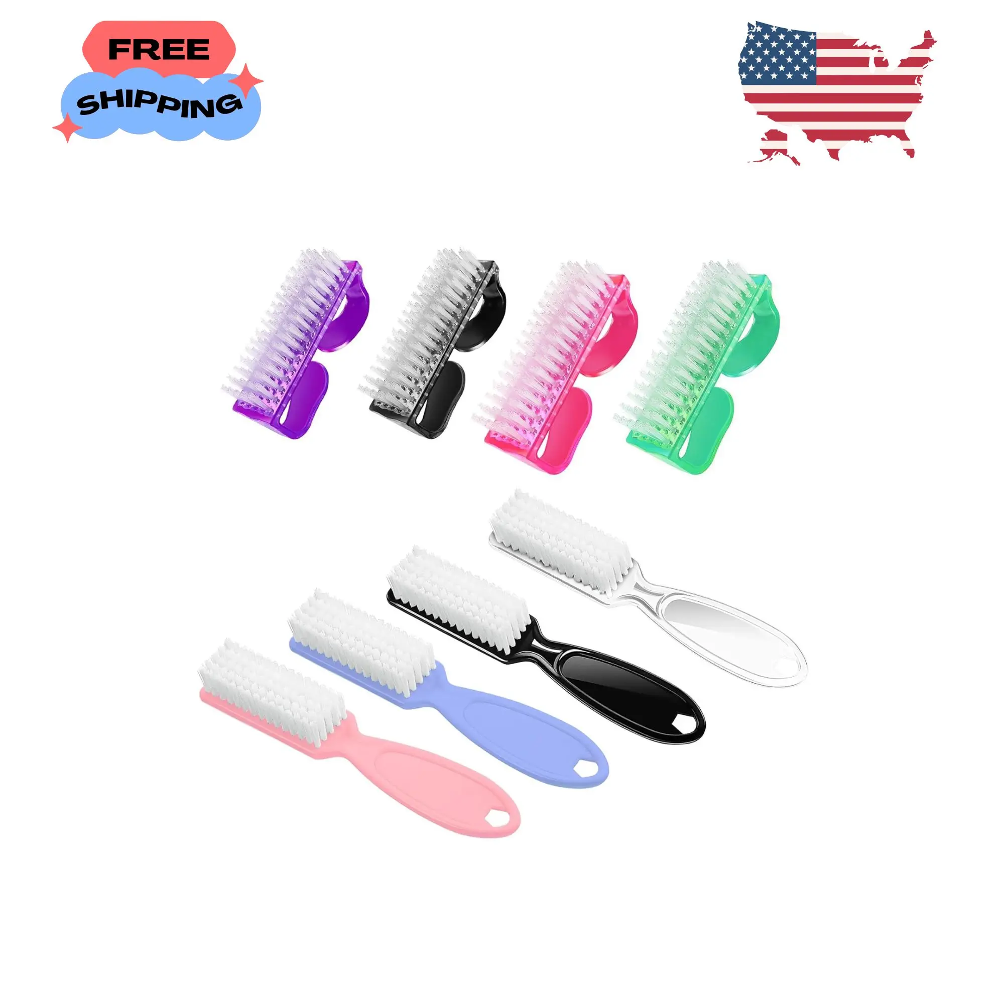 8 PCS Nail Brush for Cleaning Fingernails, Handle Grip Nail Scrubber Brush