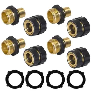 4pcs Garden Hose Quick Connector Set, Durable 3/4 Inch Male & Female Fittings, Easy Installation Garden Hose Accessories