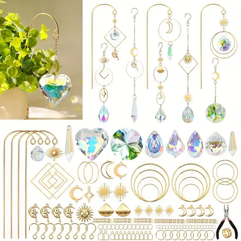 DIY Adult Crystal Sun Catcher Set, 260 Pieces, Garden Plants, Window Art, Handmade Crafts, Valentine's Day, Mother's Day, Birthday Gift