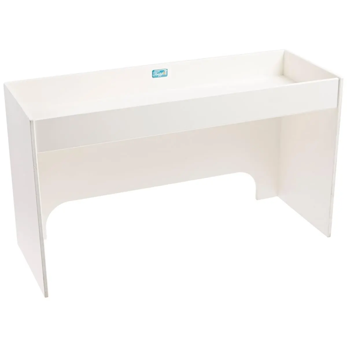 Shelf TrippNT 18 in. PVC Step Shelf, White, Small, Bottomless with Cord Pass and Cutout Back