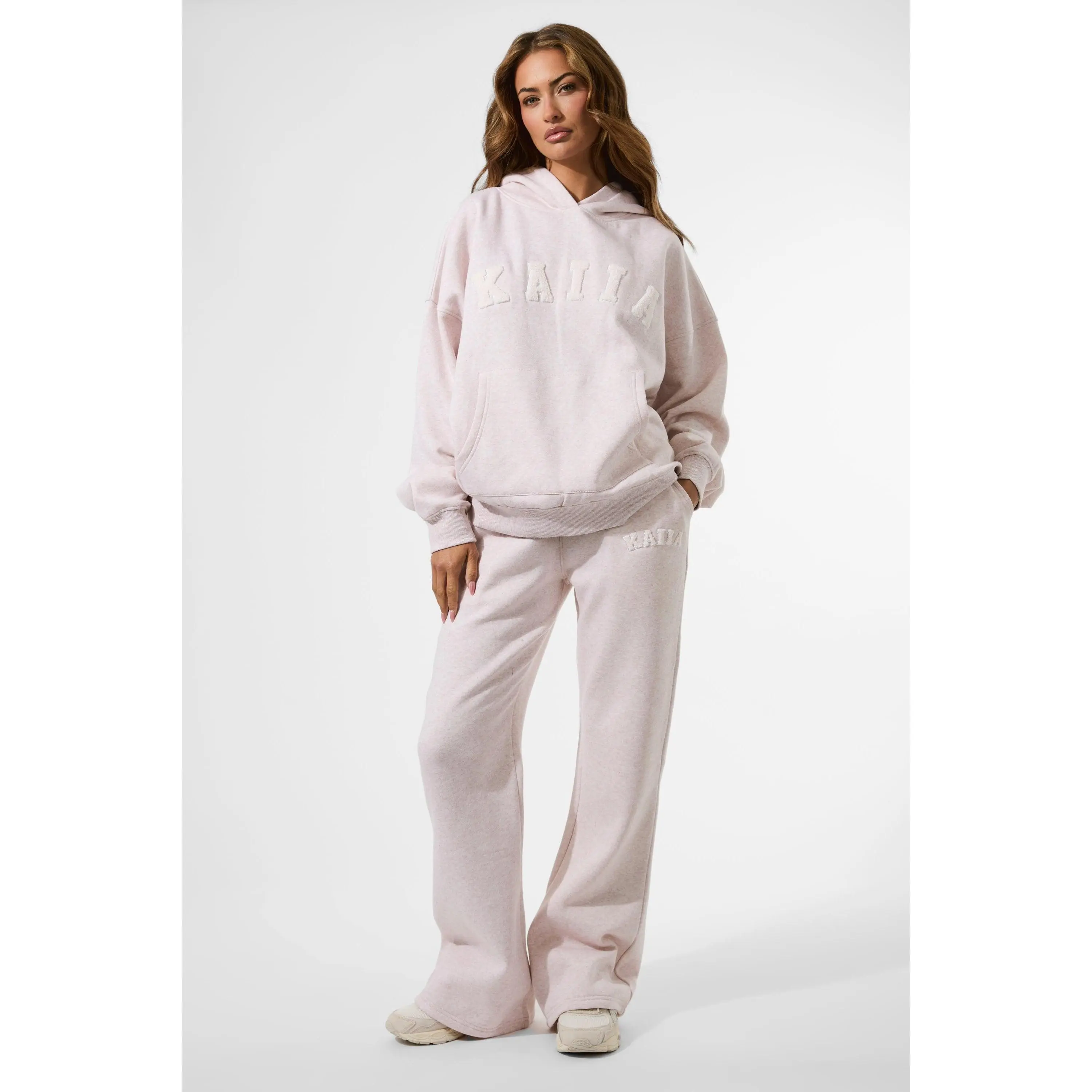 Kaiia Logo Wide Leg Joggers Oat