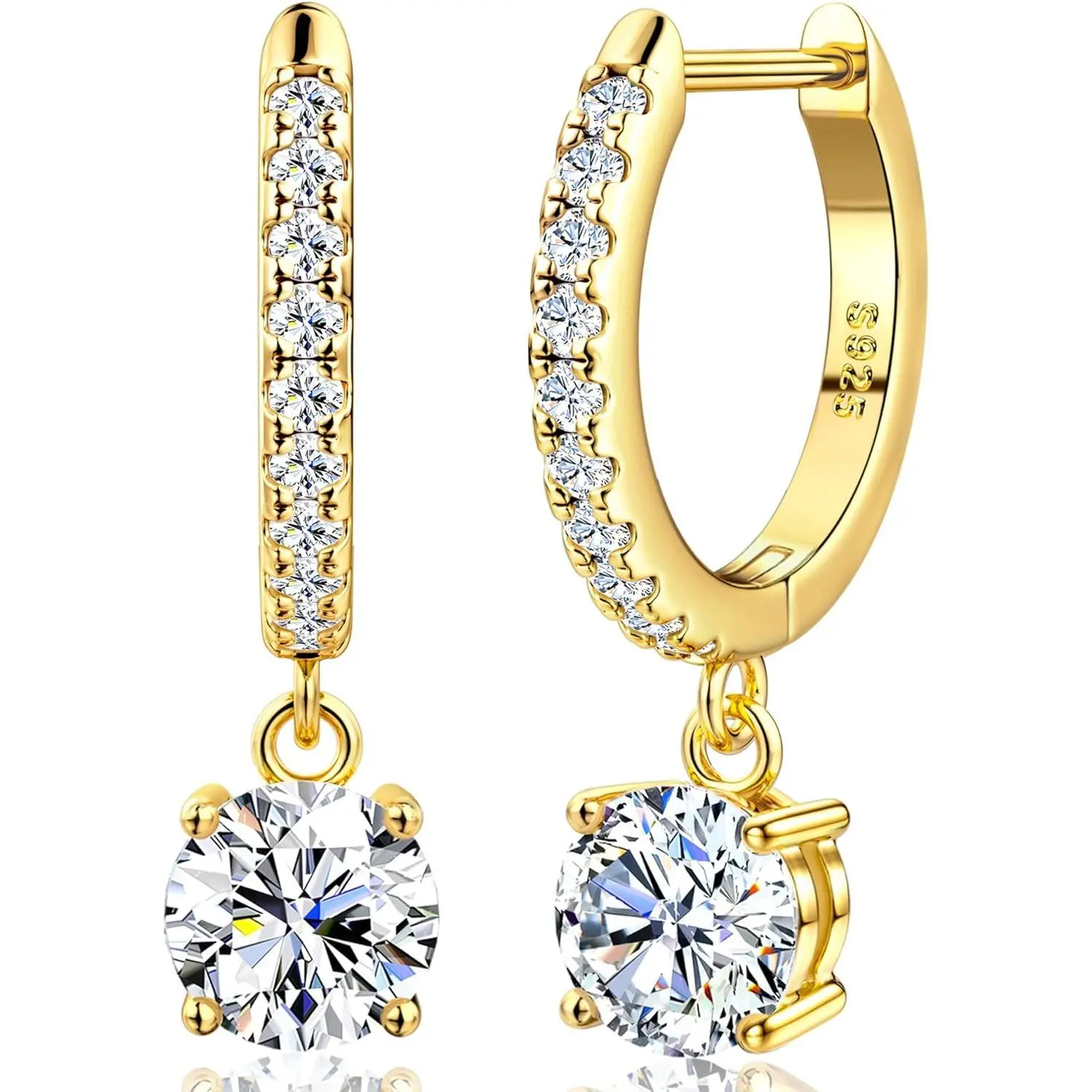 YADOCA Earrings, Sterling Silver Hoop Earring 1.0ct-2.0ct D Color Brilliant Hypoallergenic Earring for Women Men Drop Dangle Moissanite Leverback Mother's Day Gift