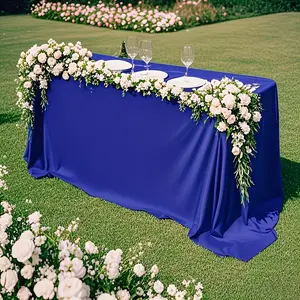 1pc Elegant Navy Blue Satin Tablecloth - Rectangular Polyester, Smooth Glossy Finish, Perfect for Weddings, Birthdays, Graduations, Dining Room, Picnics, and Outdoor Events, Outdoor Event Accessory | Elegant Table Setting | Glossy Finish Fabric