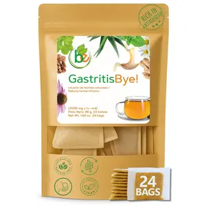 Gastritis-BYE Herbal Tea – Herbal Infusion for Digestive Comfort – 24 Tea Bags – Ginger, Chamomile, Boldo, Aloe Vera, Mint, Arnica & Cuachalalate – 100% Natural, Non-GMO, Caffeine-Free