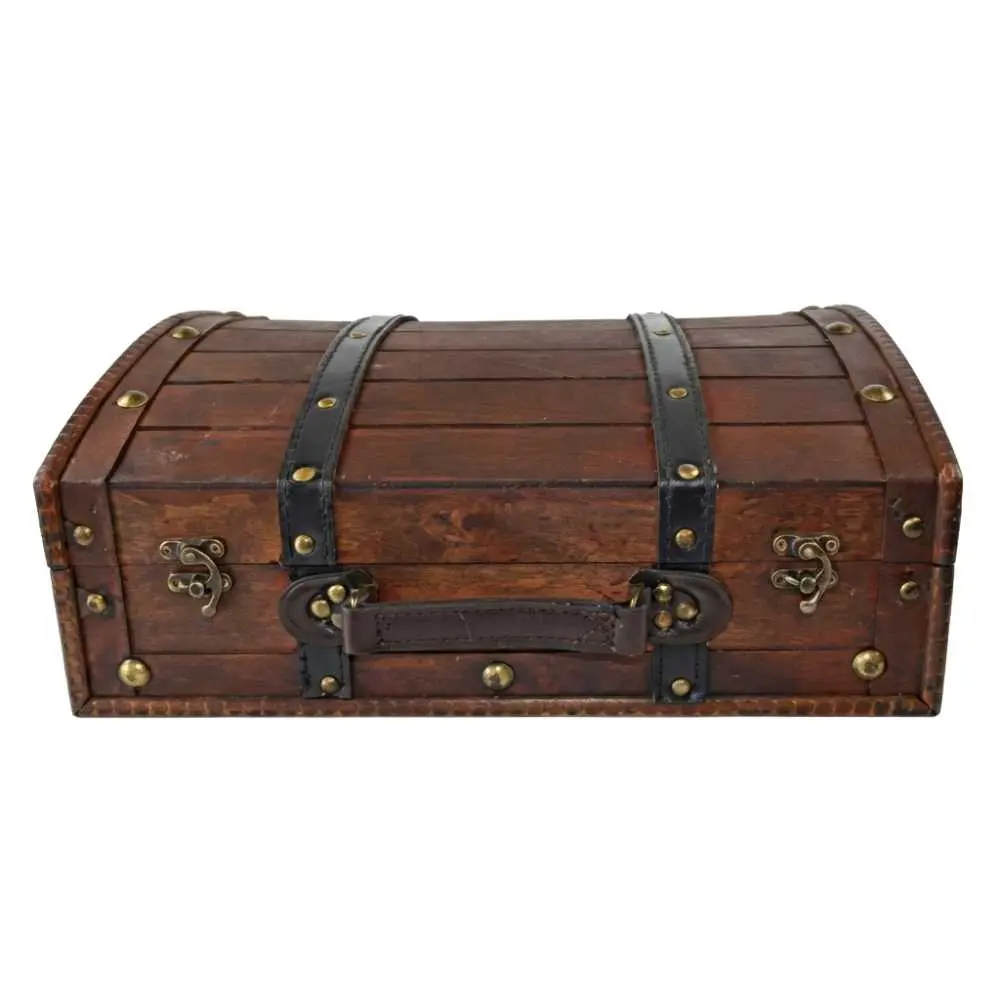 Antique Wood Storage Box 14x11x5 Inch Moon Motif Ritual Chest
