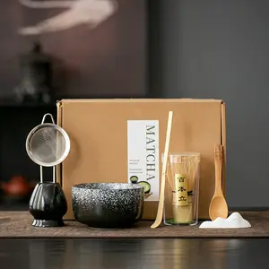 7-Piece Matcha Tool Set with Bamboo Spoon, Matcha Bowl, Filter, Bamboo Brush, Perfect Gift for Matcha Lovers, Ideal for Matcha Latte