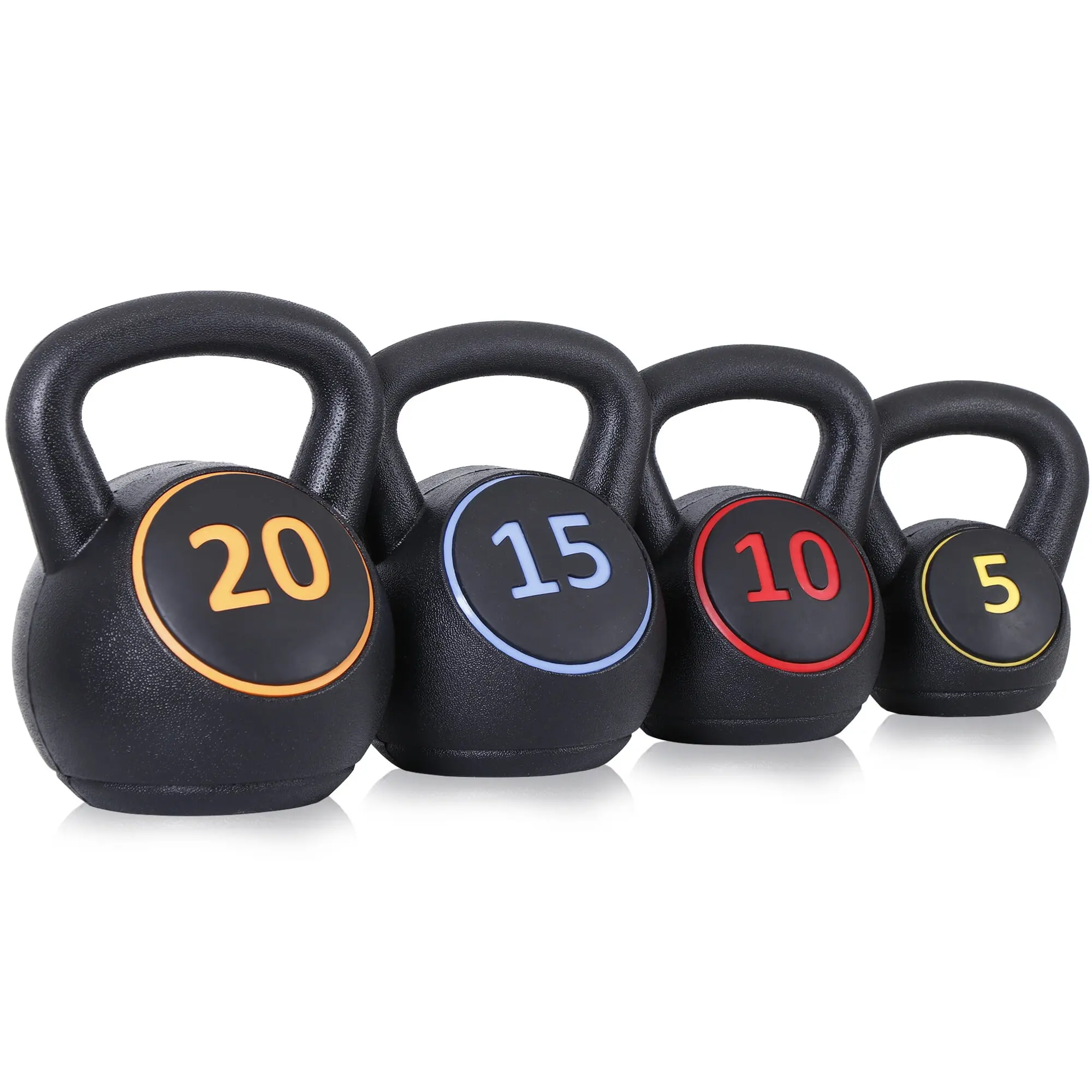ZENY 4-Piece Kettlebell Set (5,10,15,20lb) - Anti-Slip Wide Loop Handle Hand Weights, Comfortable Hold, Home Exercise Equipment, Glutes Workout Equipment, Weight Training Gear,summerwins
