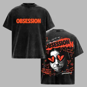 OBSESSION Vintage Washed Tee – Dark Romance Streetwear Graphic Shirt | Oversized Acid Wash Grunge Aesthetic Tee ss6 , Obsession, GraphicTee, WashedTee, RetroGraphicTee
