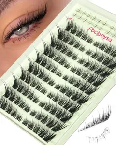 Focipeysa Wispy Lash Clusters Spiky Eyelash Clusters 10-18mm Eyelash Extensions Fox Eye Eyelash Right Left Individual Lashes Cat Eye Lashes Thin Soft Lash Extension Waterproof Lash Cluster