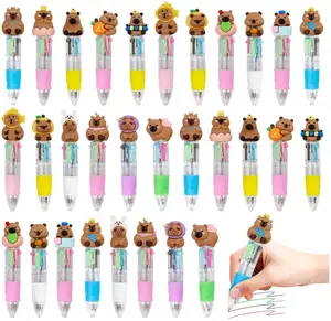 30Pcs Mini Multicolor Pens in One 4-in-1 Cute Pens Bulk for Kids, Ballpoint Pen for Birthdays and Children's Parties, Fun Gifts Assorted Ink Kawaii Pen(Capybara)