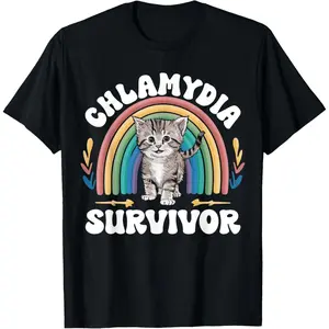 Chlamydia Survivor T-Shirt, Small, Black Men's Graphic Tee Crewneck Graphic Printed Unisex Cotton T-shirt for Men Fashion Men's Top for Daily Wear made in usa