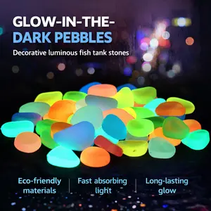 20PCS Glow in The Dark Pebbles/Glow Stones/Glowing Rocks Decor for Garden/Fish Tank/Aquarium/Walkway/Driveway/Plant Pots/Bonsai, Random Color