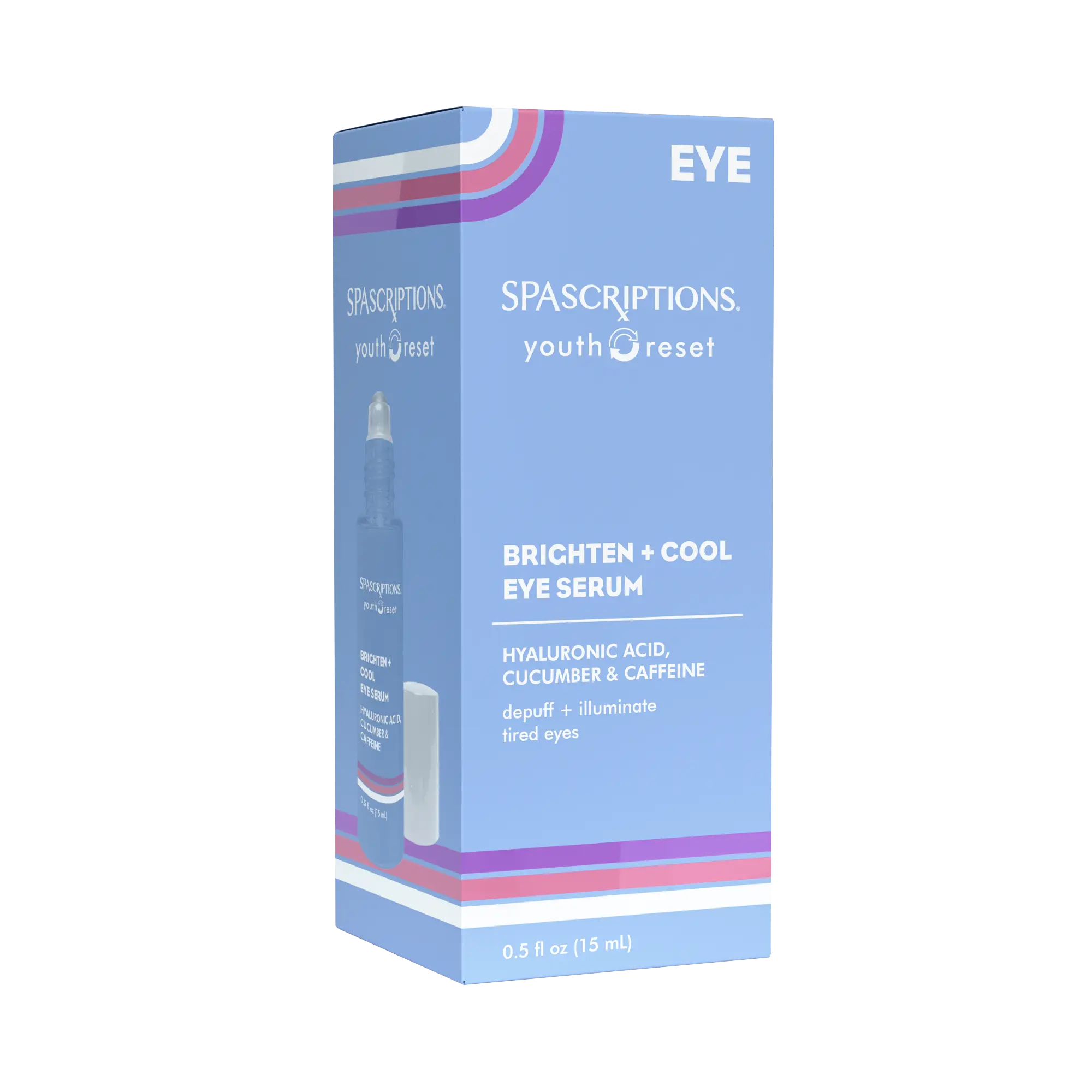 Youth Reset Brighten + Cool Eye Serum Hyaluronic Applicator Hyaluronic Acid Cucumber Caffeine Comfort Daily Skin Care