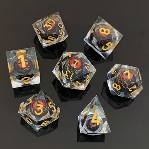 Dice Set, 7 Counts/set Multicolor Sand Dice, Resin Dice, Polyhedral Dice for D&D and Fantasy Games, Ideal Gift for D&D Players and Fantasy Game Lovers