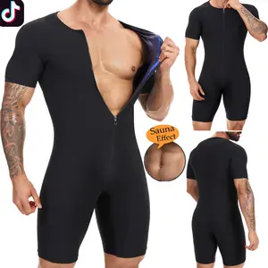 1/2/3/4 Pack Men Sweat Sauna Bodysuits Body Shaper Exercise Training Shapewear Sports Athletic Jumpsuits Stretchy Breathable Menswear Shirt Garment Clothes Workout Workout Zipper Polyester Spandex Mesh Gamis Bestie