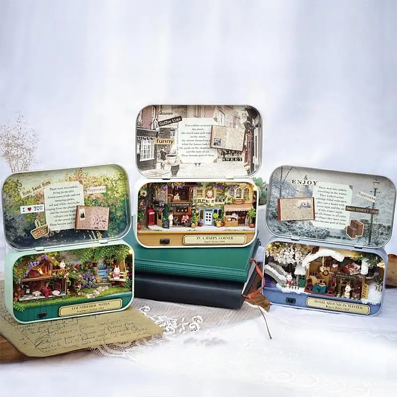 Wooden DIY Miniature House Kit, 1 Box Mini Model House Kit, 3D Puzzle, Birthday & Holiday Gift for Teenagers and Adults, Home Decor Micro Model, Gift