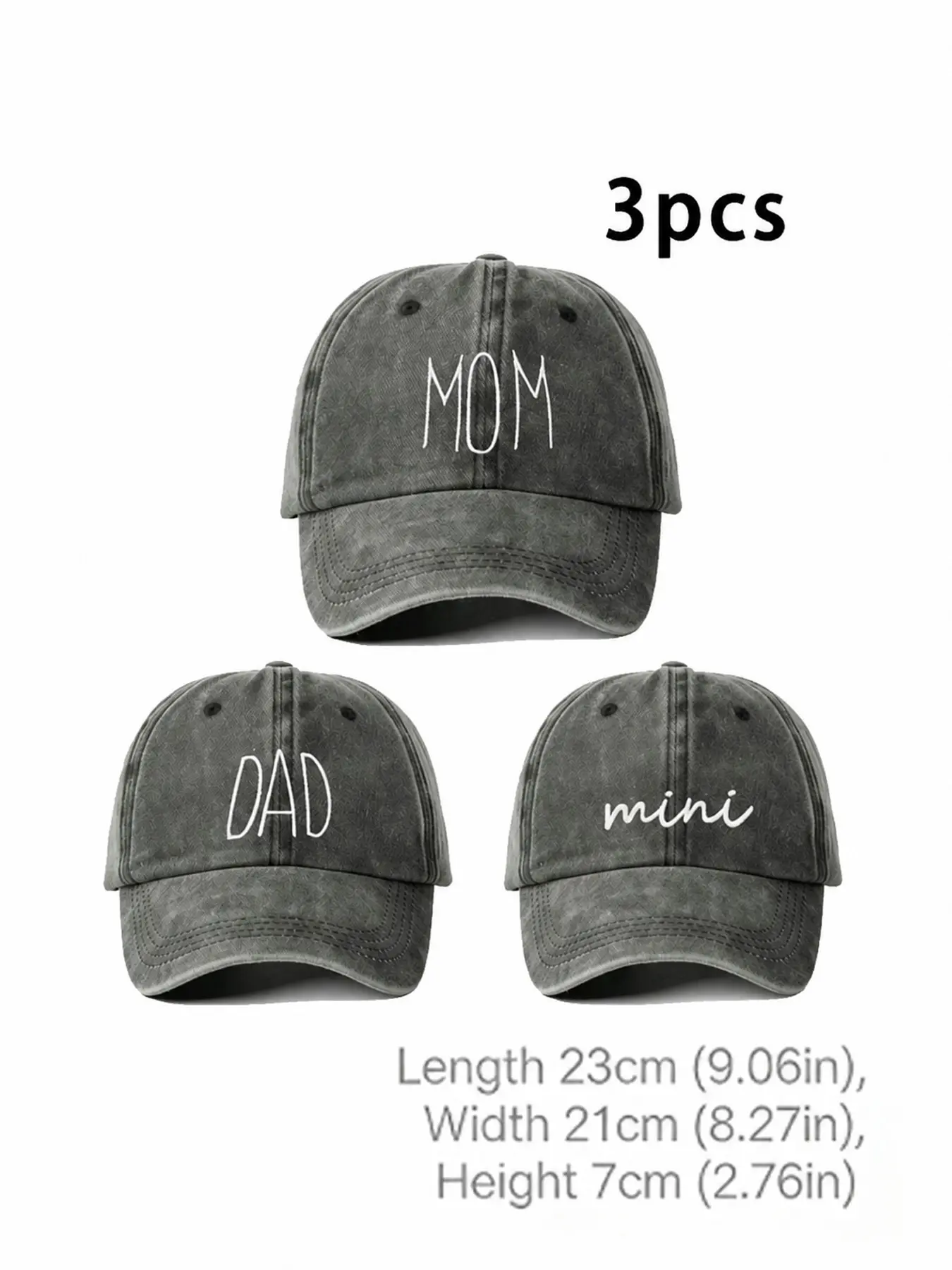 Embroidered Baseball Cap Set Unisex Adjustable Sun Protection Hat 3 Pcs Embroidered Dad Mom Mini Family Matching Baseball Caps  main image 3