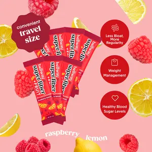 Bellway Super Fiber + Fruit 7 Travel Size Stick Packs Organic Psyllium Husk for Gut Health Digestive Support Non-GMO Gluten-Free