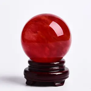 Natural Red Quartz Crystal Sphere – Feng Shui Energy Stone for Protection, Passion & Prosperity