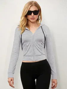 High Elasticity Skin-Friendly Hooded Short Jacket, Slim Fit Sportswear for Indoor and Outdoor Activities, All-Season Outerwear