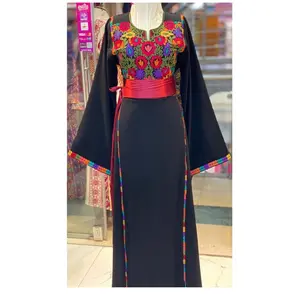 Palestinian Thobe with Vibrant Embroidery and Colorful Accents for Traditional Wear