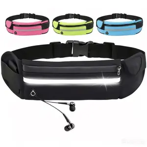 Men Women Waterproof Running Belt Fanny Pack, Adjustable Sports Waist Pouch with Secure Phone Holder & Headphone Port, Slim Lightweight Money Belt Fits Waist Sizes 27"-48" for Running, Hiking, Cycling, Travel, Gym Workout & Daily Outdoor Use