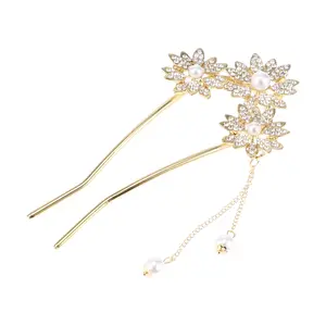 Unique Bargains 1 Pc Classic Flowers Tassel Hair Pins Hair Clips for Women